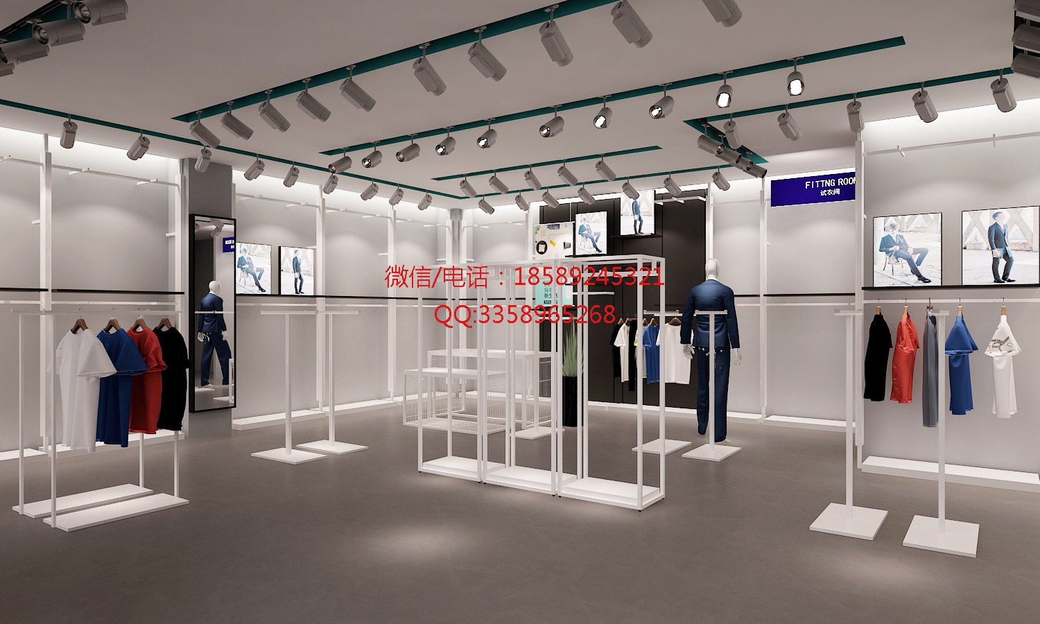 *男裝貨架 男裝展示架 男裝店鋪3D效果圖