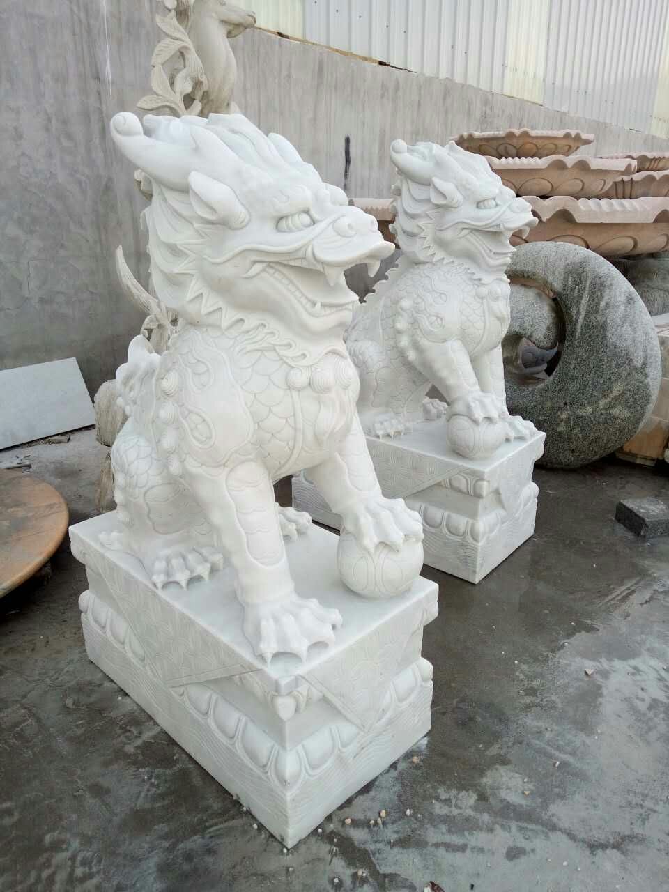漢白玉石雕麒麟圖片/漢白玉石雕麒麟樣板圖 (2)