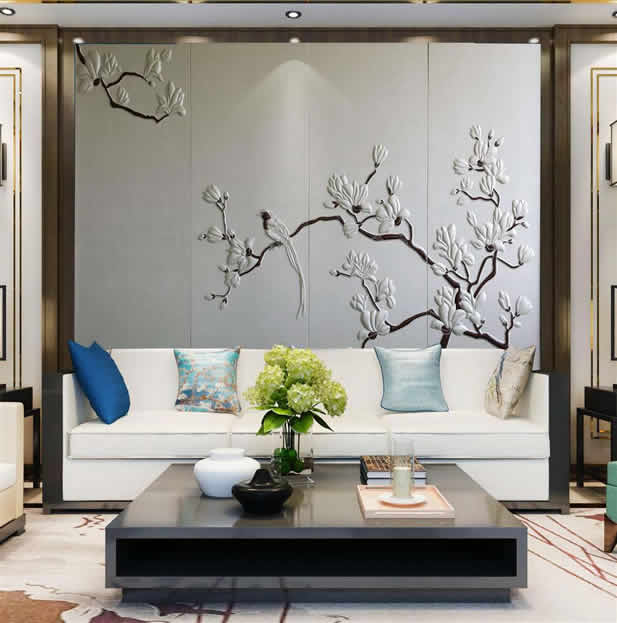 軟包獨(dú)占枝頭浮雕硬包背景墻壁畫leqifei.com