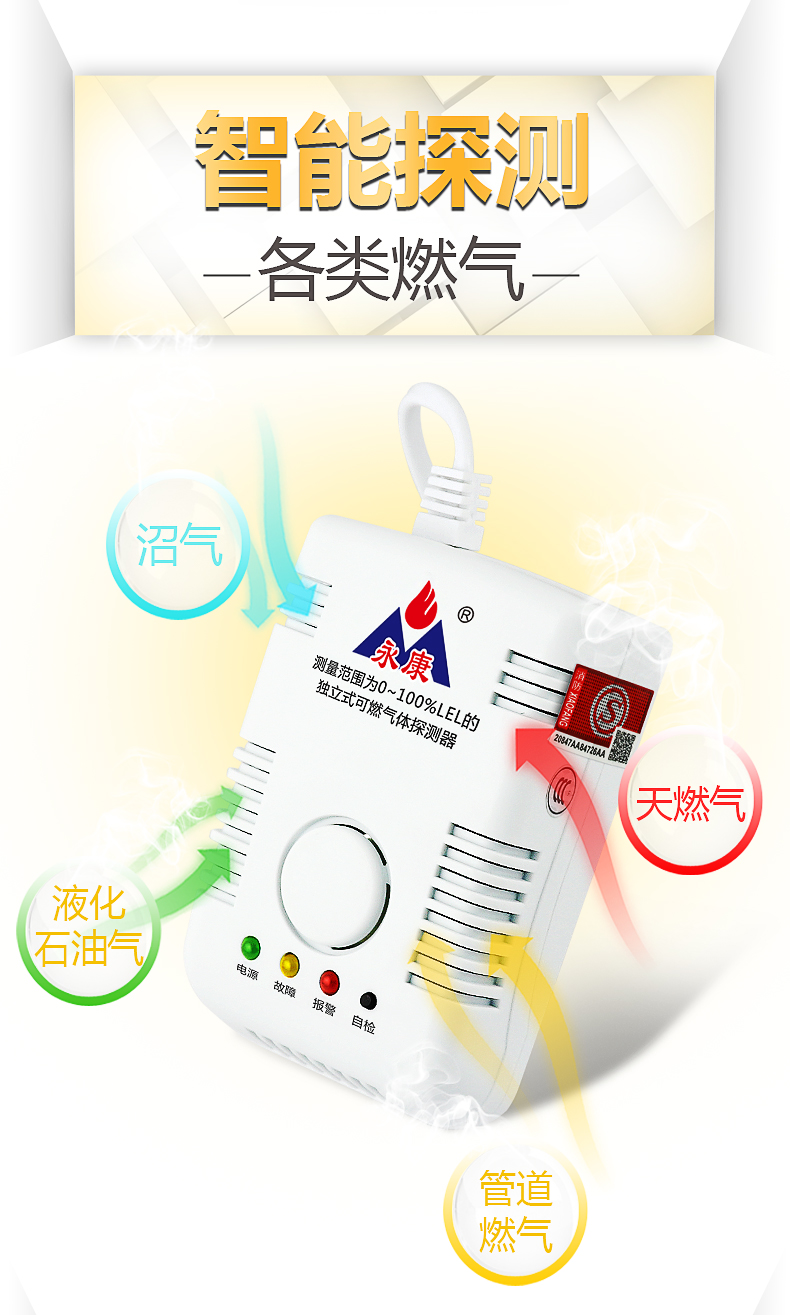 永康經(jīng)典款家用燃?xì)鈭?bào)警器YK802A