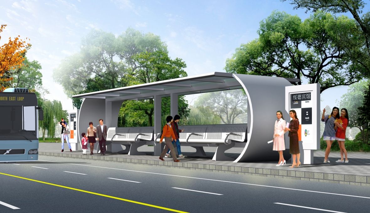 不銹鋼候車亭公交站圖片/不銹鋼候車亭公交站樣板圖 (3)