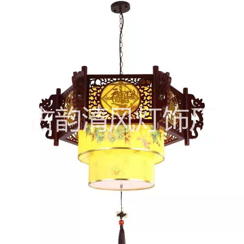 餐廳仿古羊皮燈籠木藝吊燈圖片/餐廳仿古羊皮燈籠木藝吊燈樣板圖 (2)