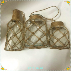麻繩網袋 貝殼小網兜 玻璃罐網兜 玻璃罐批發(fā)