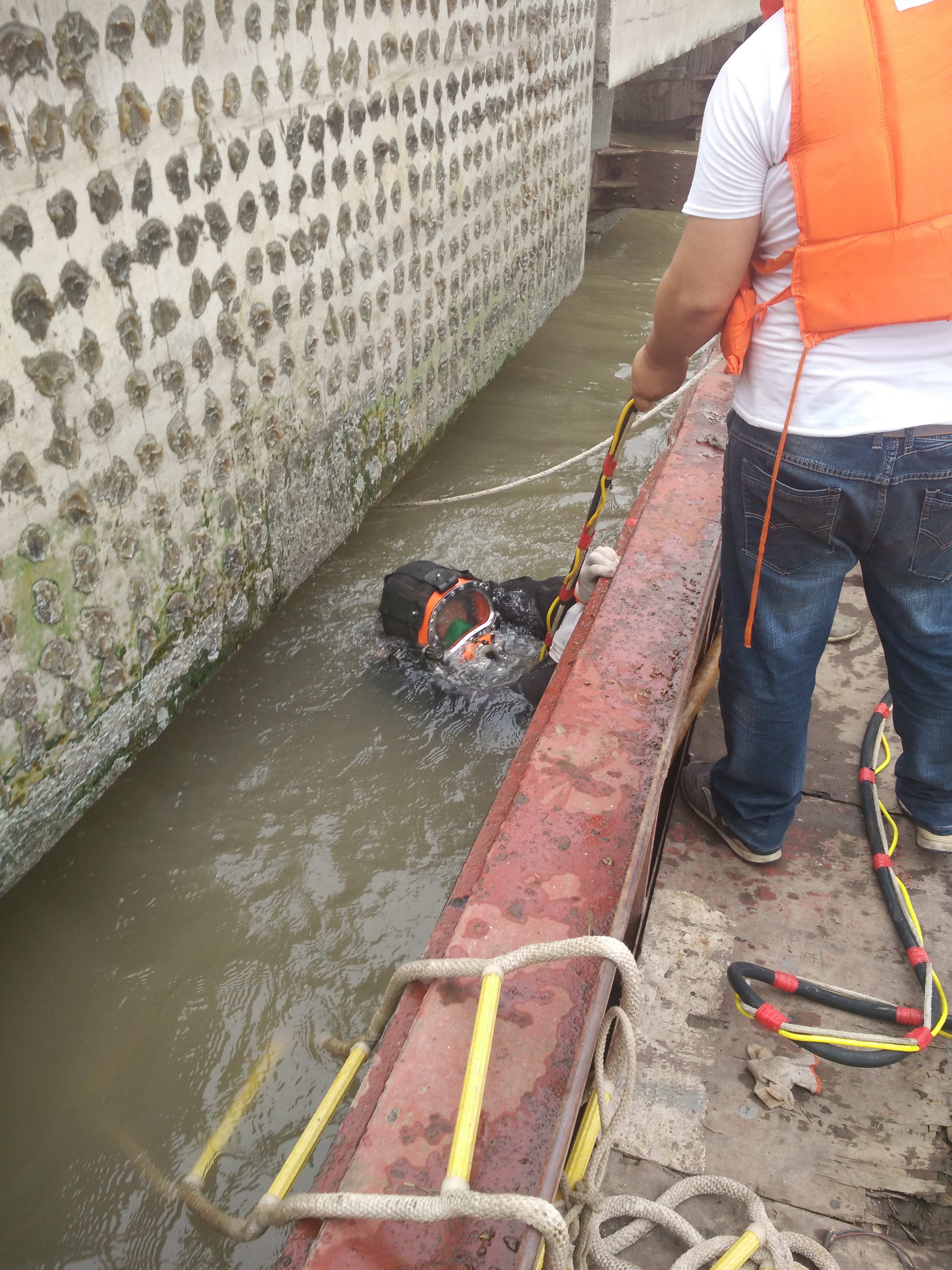 水下拆除 市政水利工程 轨道安装水下切割和焊接、模袋混凝土施工、钢板桩围堰图片