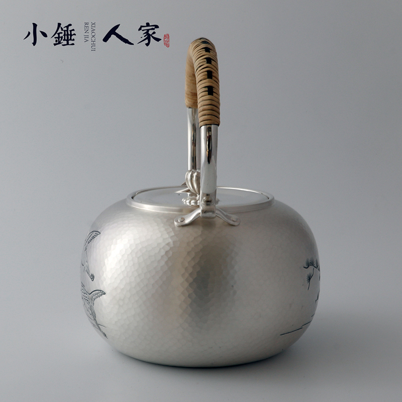 小錘人家純手工松鶴圖銀壺圖片/小錘人家純手工松鶴圖銀壺樣板圖 (4)