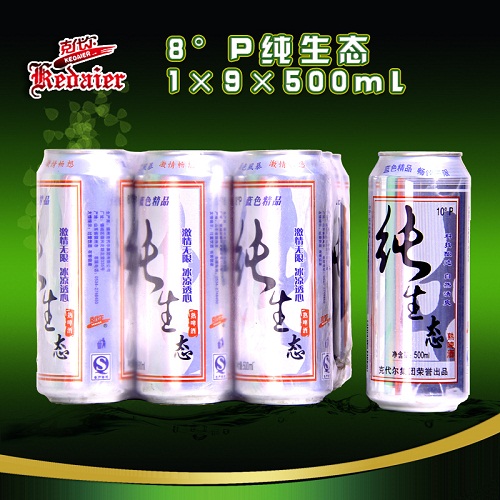 8°P山東德州克代爾純生態(tài)啤酒1×9×500ml