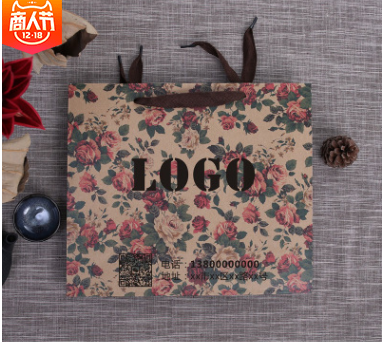 復古玫瑰牛皮紙袋圖片/復古玫瑰牛皮紙袋樣板圖 (2)