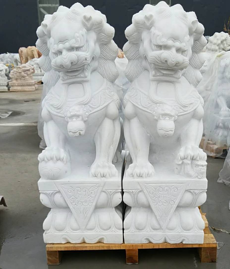 漢白玉獅子石雕 廣場園林門口石雕獅子 墓地鎮(zhèn)宅大理石獅子一對