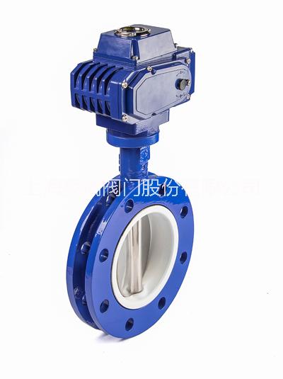 電動對夾法蘭四氟蝶閥圖片