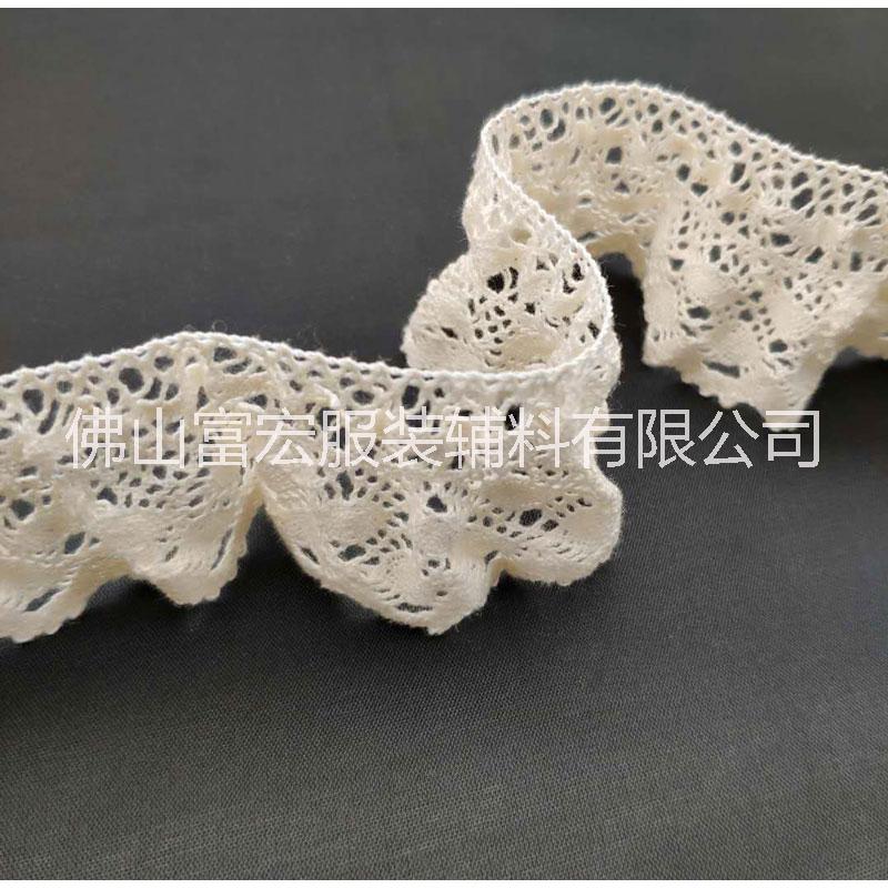 廠家現(xiàn)貨供應(yīng)本白全棉花邊 襪子裝飾蚊帳布彈力棉花邊服裝輔料