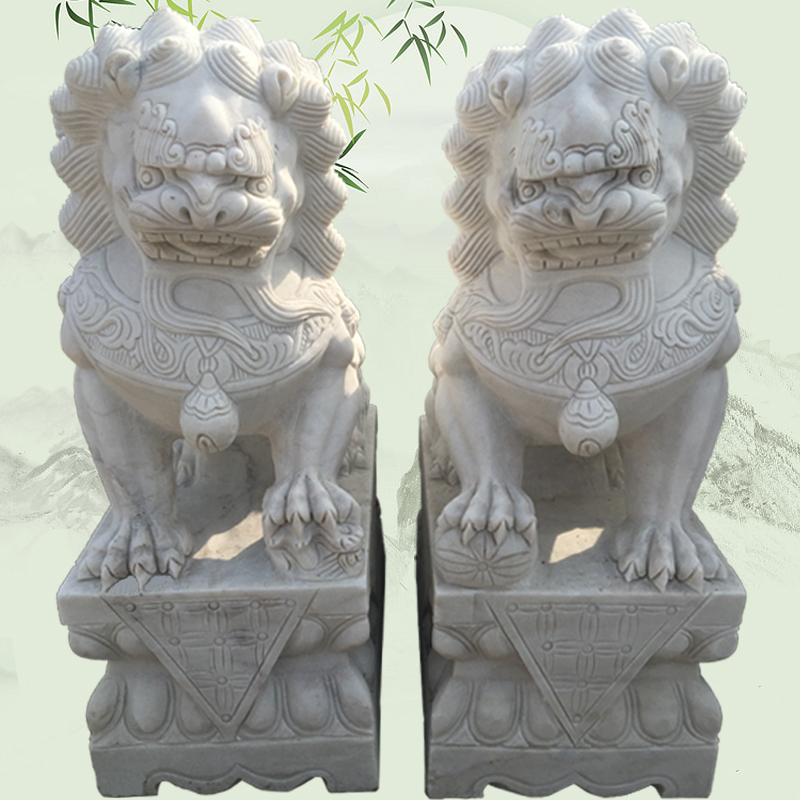 石雕石獅子一對供應(yīng)石獅子墓地小獅子祭祀擺件大型天安門石獅子