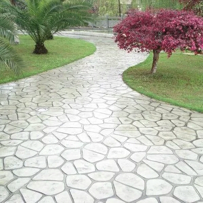 武夷山景区河沿压花地坪压模路面混凝土压印地坪铺装 艺术压花地坪，艺术压模地坪