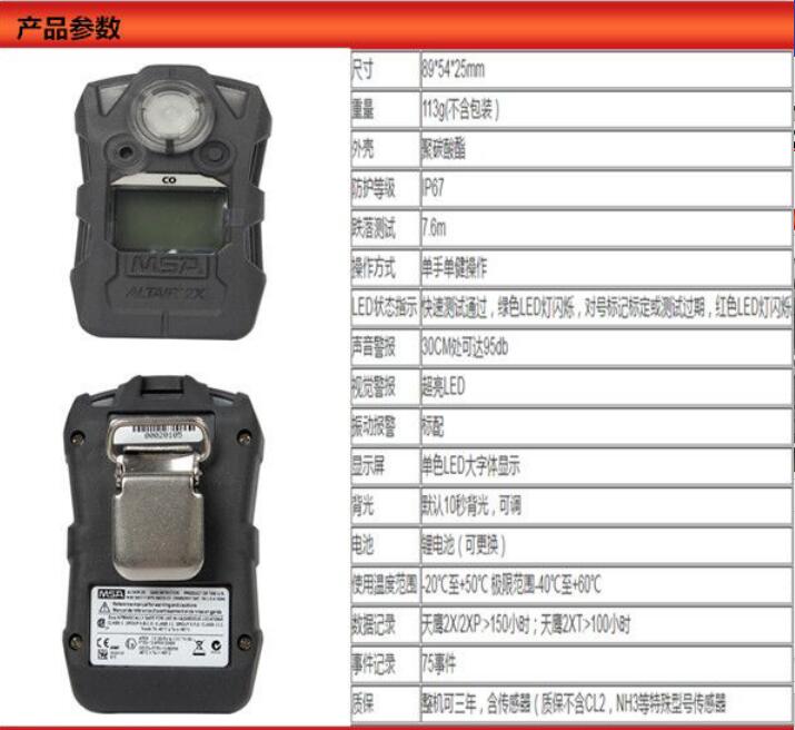 二合一气体检测仪技术参数
