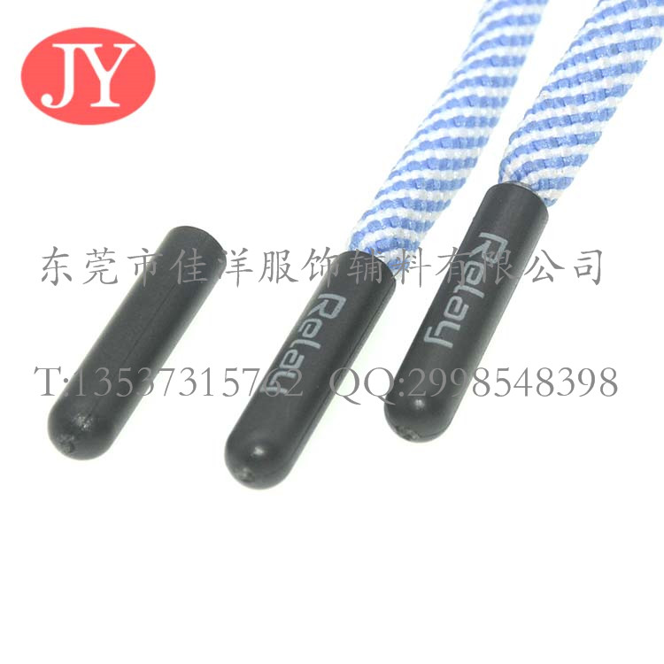 佳洋生產光面絲印LOGO啤咀 衛(wèi)衣繩帶頭 軟硬膠頭