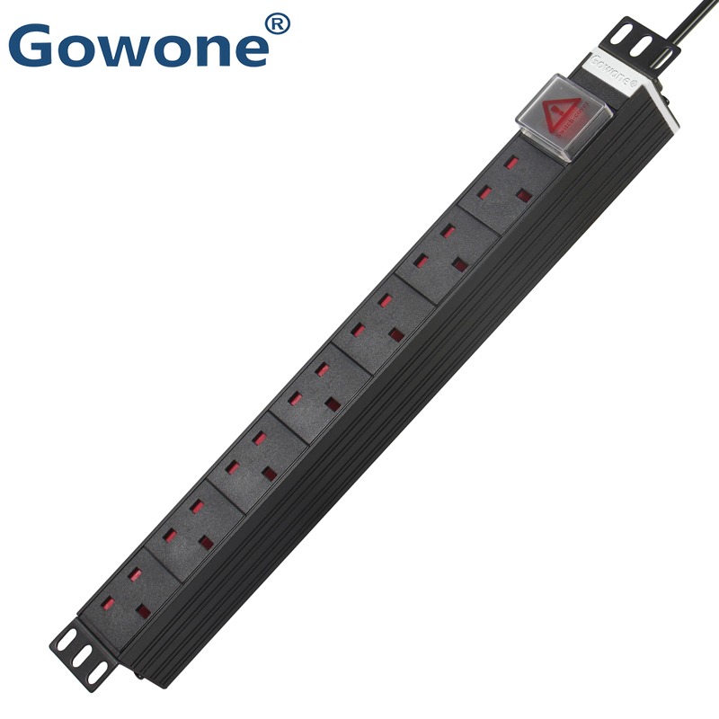 購(gòu)?fù)?英標(biāo)PDU機(jī)柜插座1U港版電源排插工業(yè)接線板6位13A接線盒接線Y101