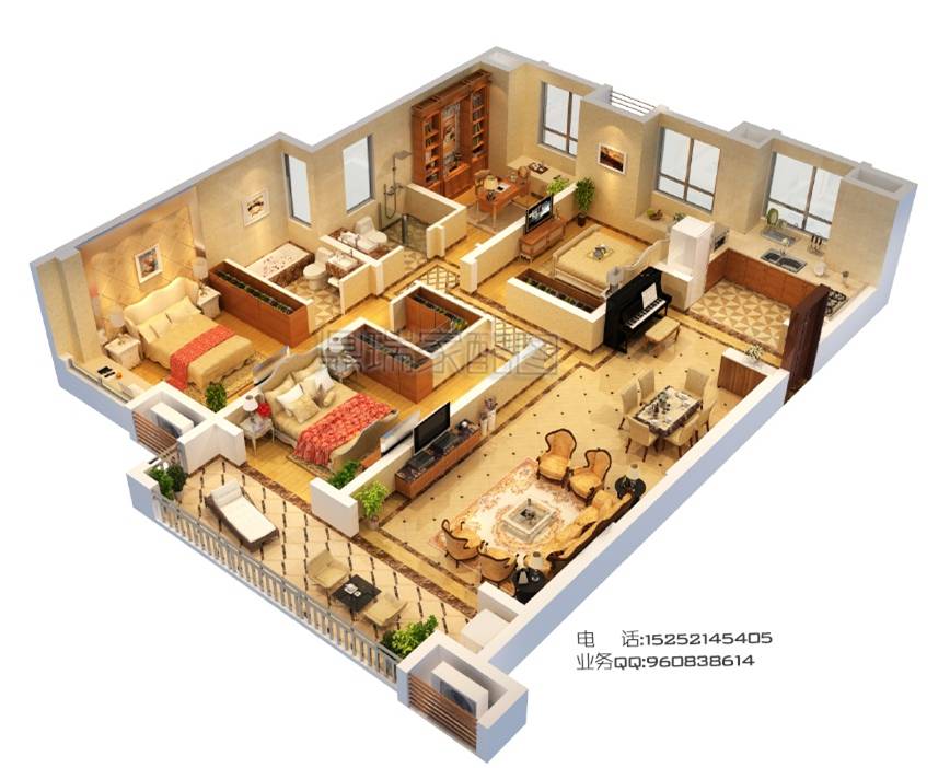 供應(yīng)高端定制三維家配圖戶型圖圖片