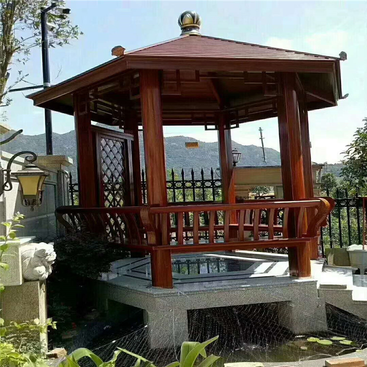 鋁合金仿古涼亭 休息亭 鋁藝涼亭 高端定制鋁藝休息廳 木屋 鋁合金走廊