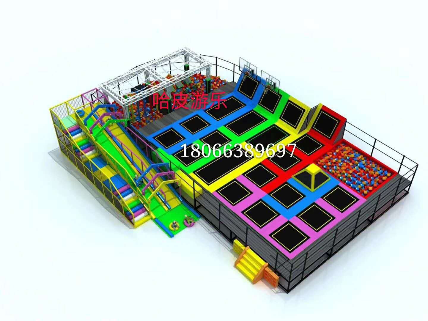 儿童乐园设备超级大蹦床飞跃滑梯粘粘乐海绵坑网红蜘蛛塔亲子闯关儿童拓展图片