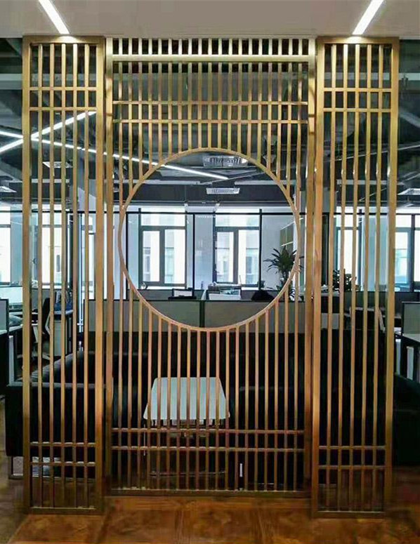 定制不銹鋼屏風(fēng)金屬隔斷玫瑰金鏤空雕花現(xiàn)代簡(jiǎn)約客廳酒店玄關(guān)花格
