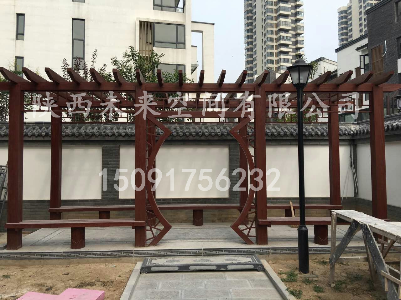 西安仿古廊架，实木廊架，景观廊架