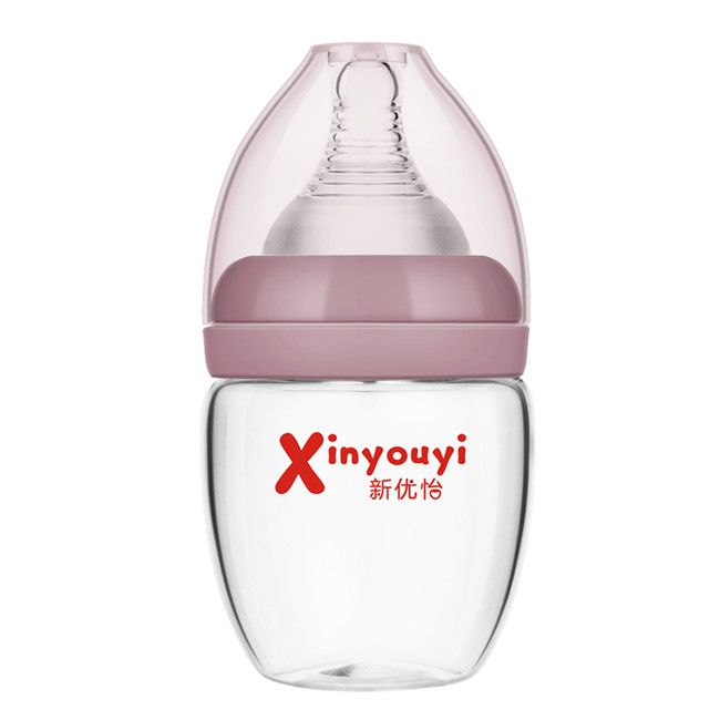 嬰兒高硼硅晶鉆120ml玻璃奶瓶 防摔新生兒寬口徑防脹氣奶瓶廠家
