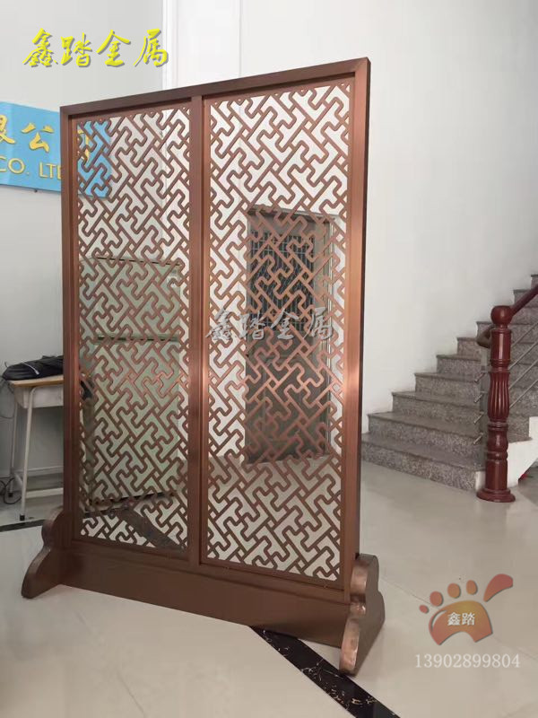 不銹鋼304拉絲玫瑰金鏤空座屏隔圖片