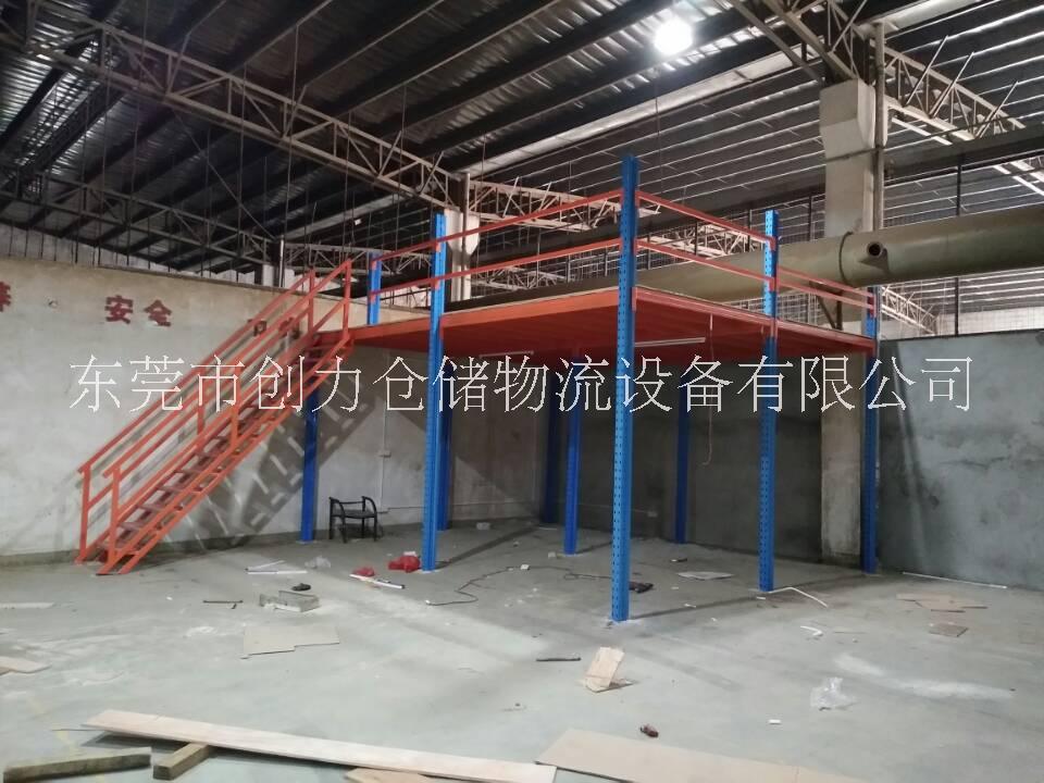 供应阁楼货架东莞厂家定做 阁楼平台货架 仓储仓库重型钢材阁楼隔板夹层货架图片