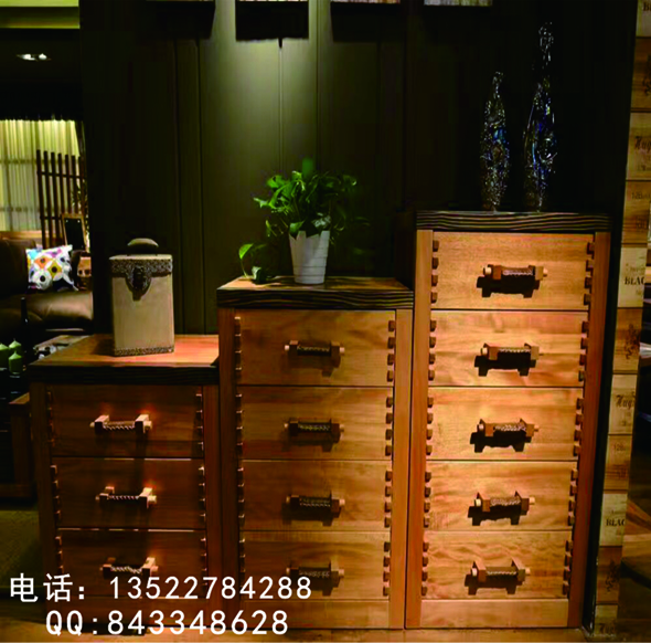 牛仔部落 北歐藝家實木斗柜 紅胡桃木西部牛仔騎士別墅家具定制