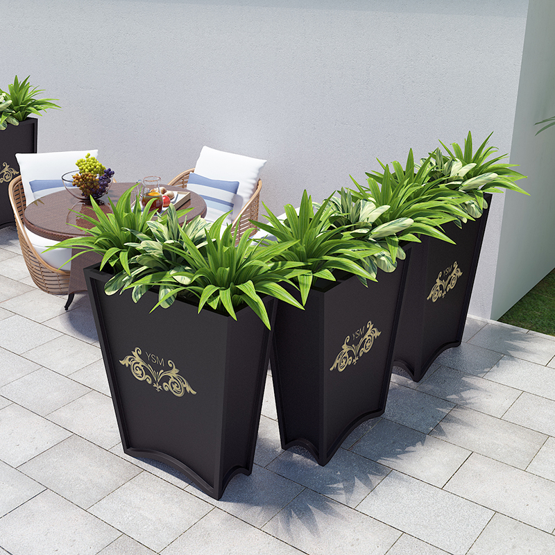 商業(yè)街室外鐵藝戶外花架花箱隔斷花槽落地扇形庭院種植花壇花盆組合