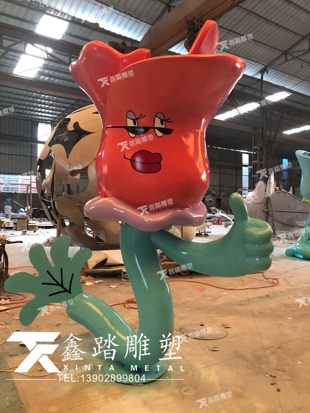 玫瑰花造型不銹鋼卡通形象雕塑圖片/玫瑰花造型不銹鋼卡通形象雕塑樣板圖 (4)