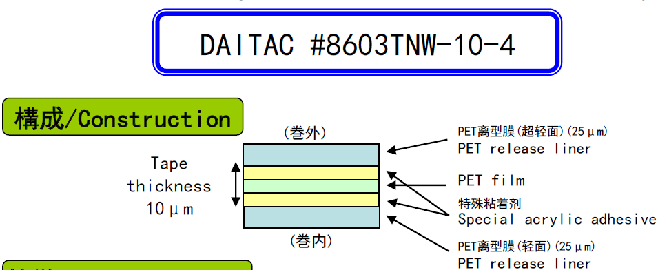 8603TNW-10薄膜双面胶带