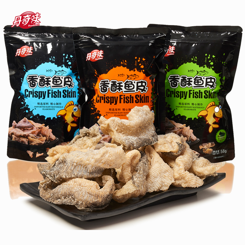 港式炸鱼皮火锅食材配菜鱼类零食休闲食品粤港特产 丹奇味香酥鱼皮