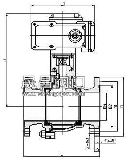 电动衬氟球阀_尺寸图