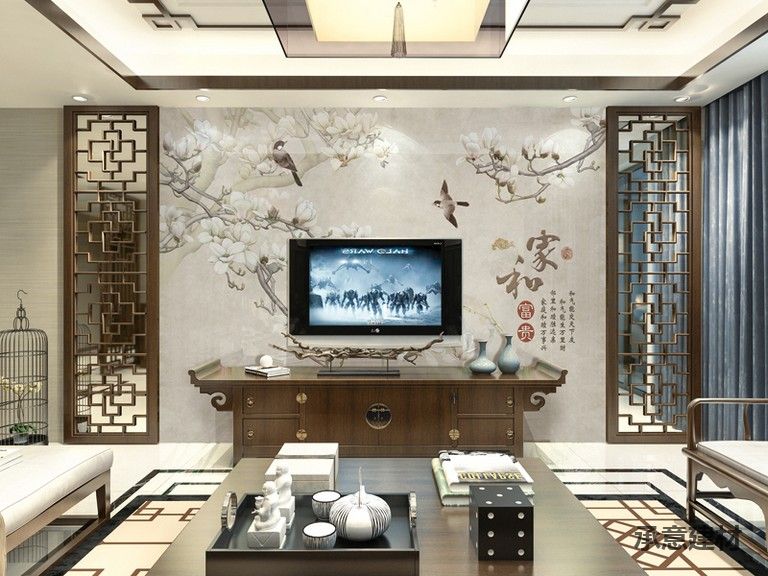 優(yōu)質(zhì)*廠家中式風(fēng)格電視背景墻安裝