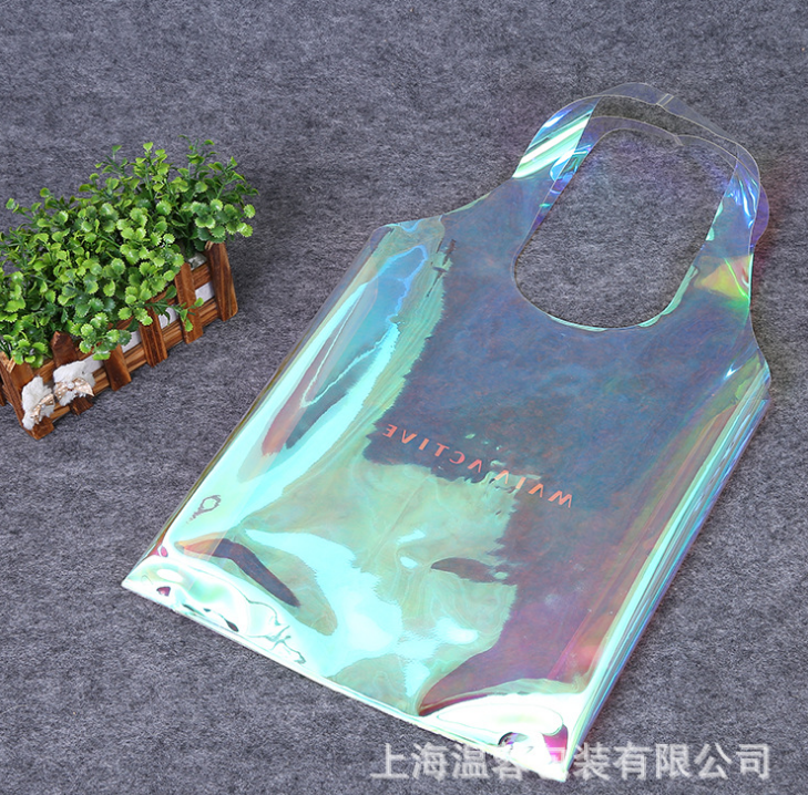 幻彩鐳射pvc手提袋  購物手提袋 可定做 時尚廣告宣手提袋 傳防水塑料手提袋  化妝品包裝袋