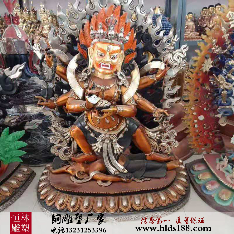 六臂瑪哈嘎拉佛像純銅鑄造大型寺廟藏傳鑄銅一米六臂瑪哈嘎拉 六臂大黑天護法密宗佛像