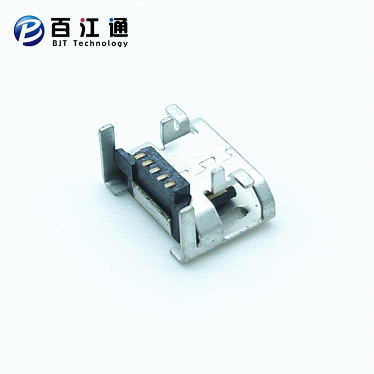 micro垫高母座     垫高0.9MM母座MICRO母座-迈克USB母座 加高加长针前插后贴式带孔图片