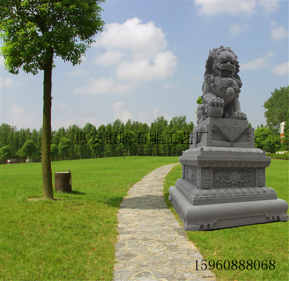 廠家直銷加工定做花崗巖石獅子雕刻惠安石雕擺件北京獅雕塑