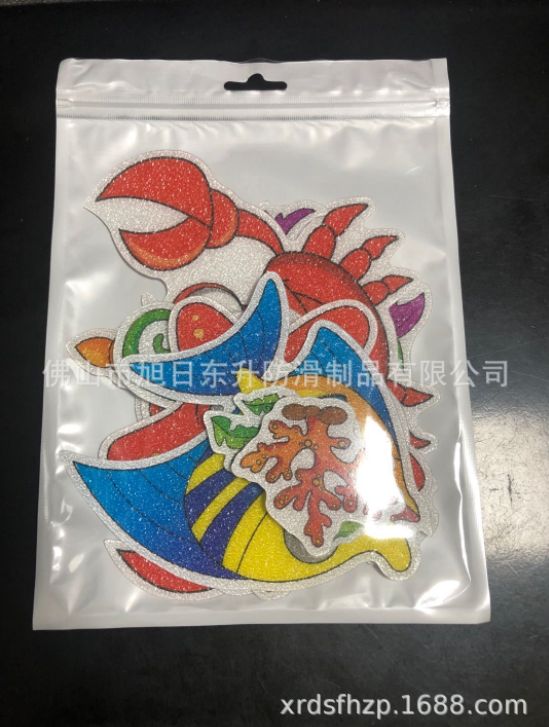 卡通浴室PEVA防滑贴虾蟹海鱼海马海星海螺海草，亲肤耐磨防水防滑图片