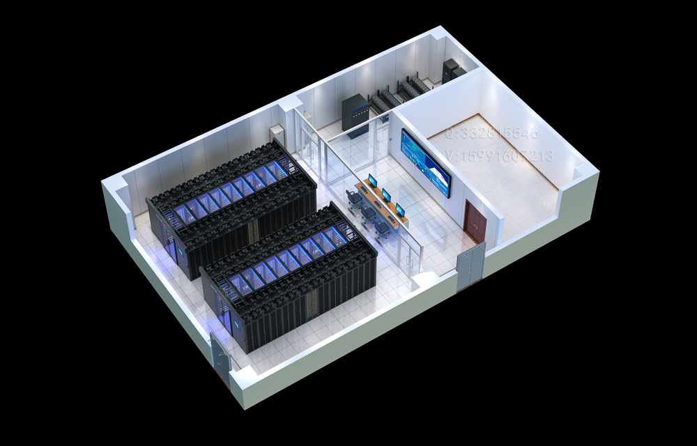 昆明封闭机房冷通道效果图制作|快速渲染机房效果图