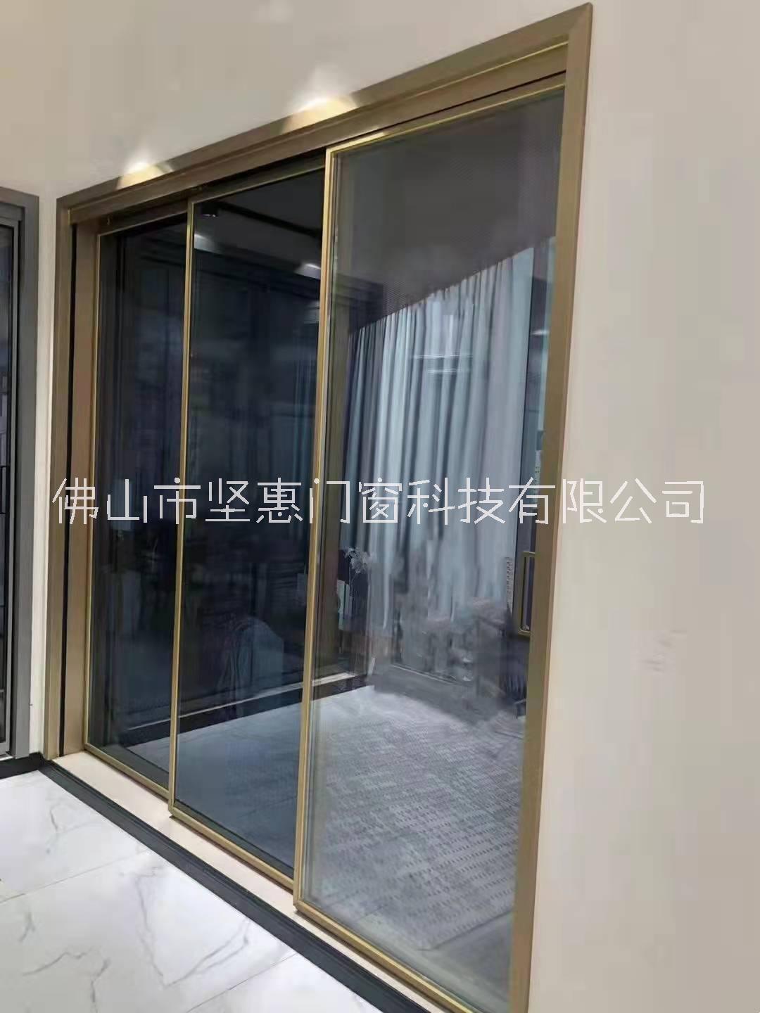 广东佛山坚惠铝合金门窗厂家单包边双包边平开门单轨阻尼吊滑门长虹钢化玻璃门二轨三轨四轨吊趟门