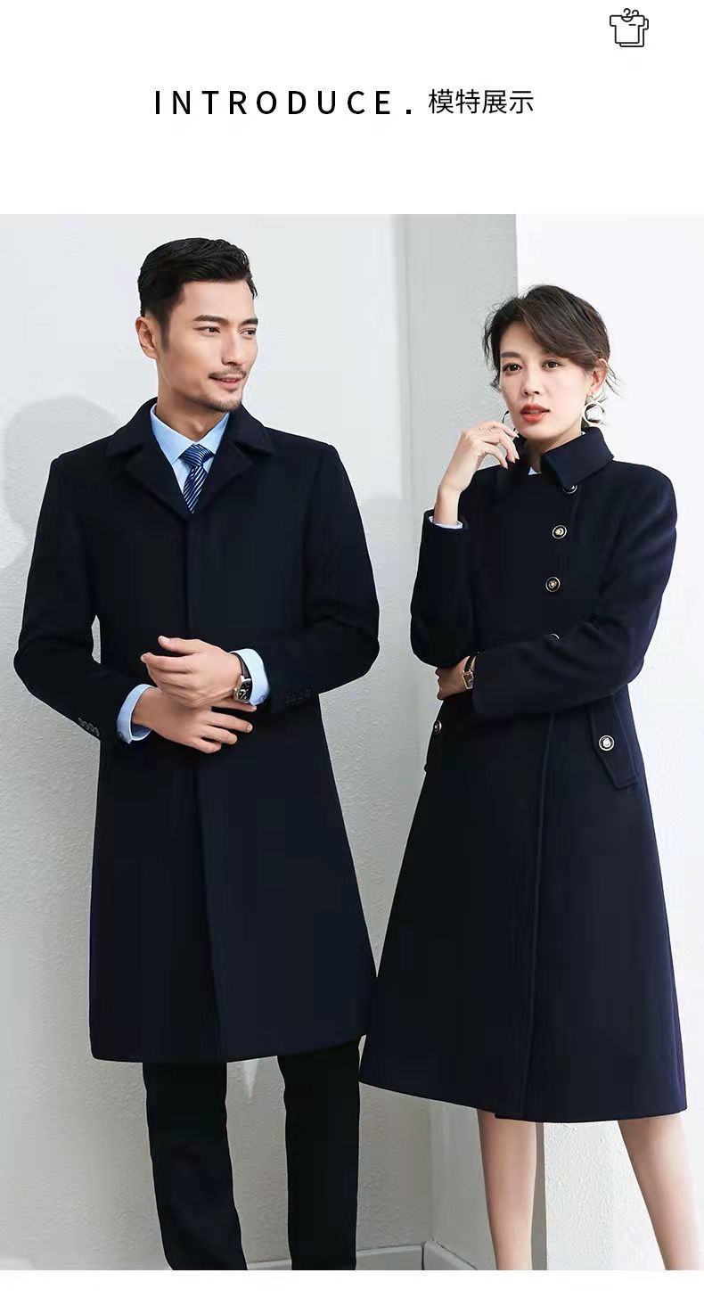 冬季工作服大衣女 中長款職業(yè)呢子外套 黑色*部工裝毛呢外套