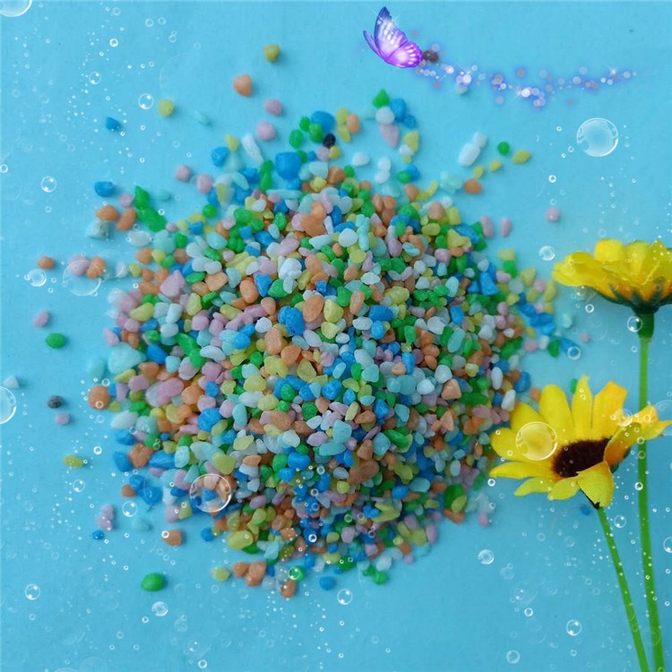 五彩石魚缸水族造景 花卉盆栽鋪面彩色石子 水培兒童沙漏玩具彩砂