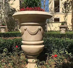 歐式石雕花盆花缽 定制石材花盆 別墅花盆石雕