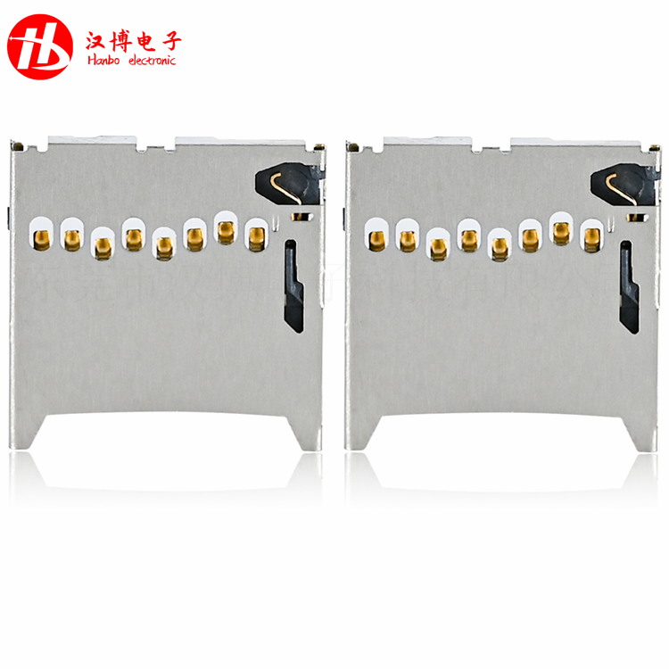 TF卡座 1.32H內(nèi)焊T-FLASH卡座9P帶偵測開關(guān) TF-020 漢博HANBO
