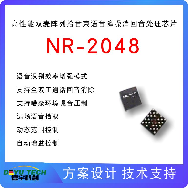 车载蓝牙通话系统，车载语音识别智能设备双麦定向拾音降噪消回音芯片NR2048图片