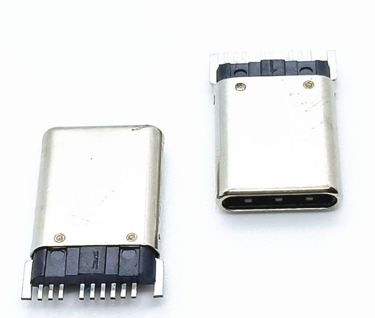 USB3.1公头 9PINTYPE C沉板贴片公头 拉伸壳无插脚 单排SMT