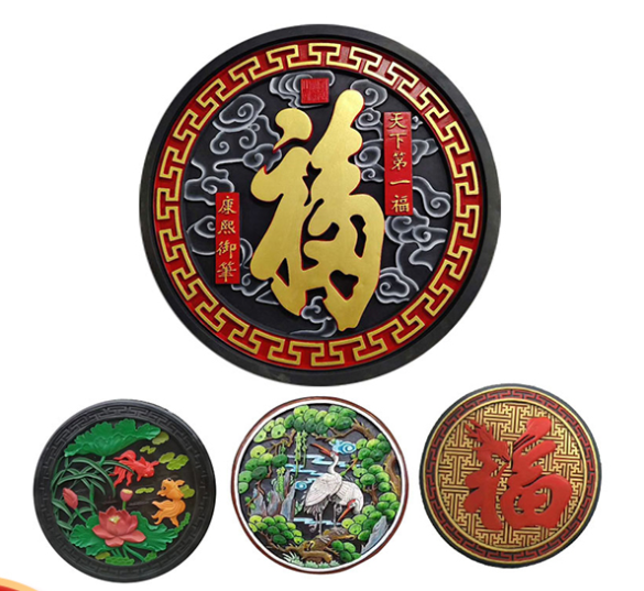 仿古圓形彩繪磚雕圖片/仿古圓形彩繪磚雕樣板圖 (1)