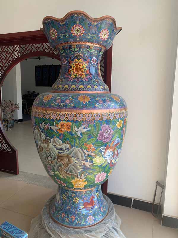 景泰藍(lán)工藝品加工定制紫銅胎高溫?zé)贫摄~胎掐絲琺瑯工藝品純手工制作 老北京景泰藍(lán)花瓶 北京景泰藍(lán)裝飾