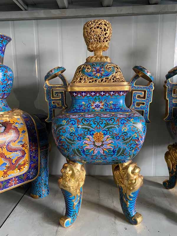 景泰藍工藝品加工定制紫銅胎高溫燒制而成銅胎掐絲琺瑯工藝品純手工制作景泰藍擺件